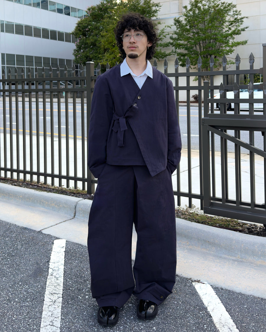 NAVY HANBOK BALLOON PANTS — size S