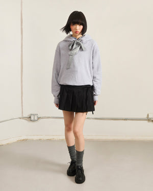 HEATHER GREY KNIT TIE HOODIE