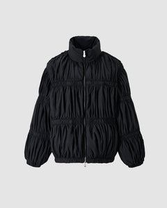 BLACK PLEATED DUVET PUFFER
