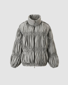SMOKE PLEATED DUVET PUFFER