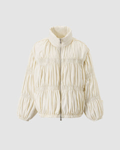 IVORY PLEATED DUVET PUFFER