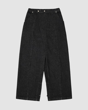 BLACK HANBOK DENIM PNATS - FRONT