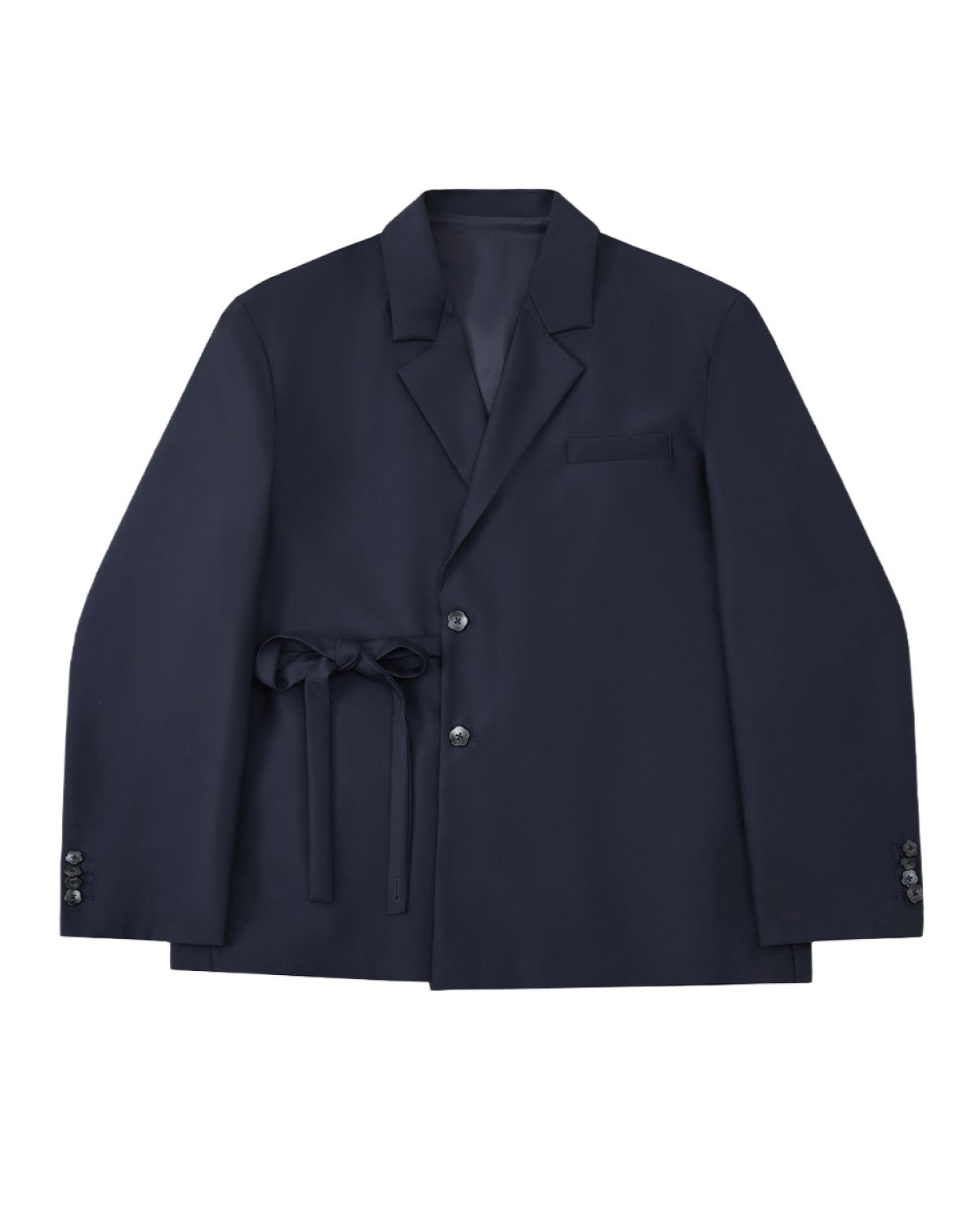 Front flat lay of the Sundae School NAVY DOUBLE DUTY BLAZER, a relaxed single-breasted navy blazer with notch lapels.