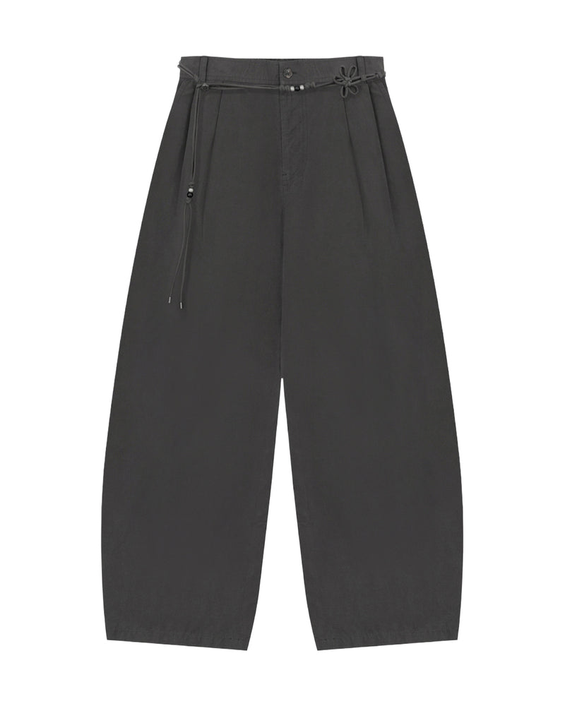 CHARCOAL FLOWER NORIGAE LINEN TROUSERS