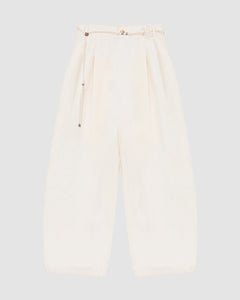 IVORY FLOWER NORIGAE LINEN TROUSERS