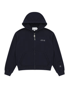 NAVY WASH FLOWER KNOT ZIP UP