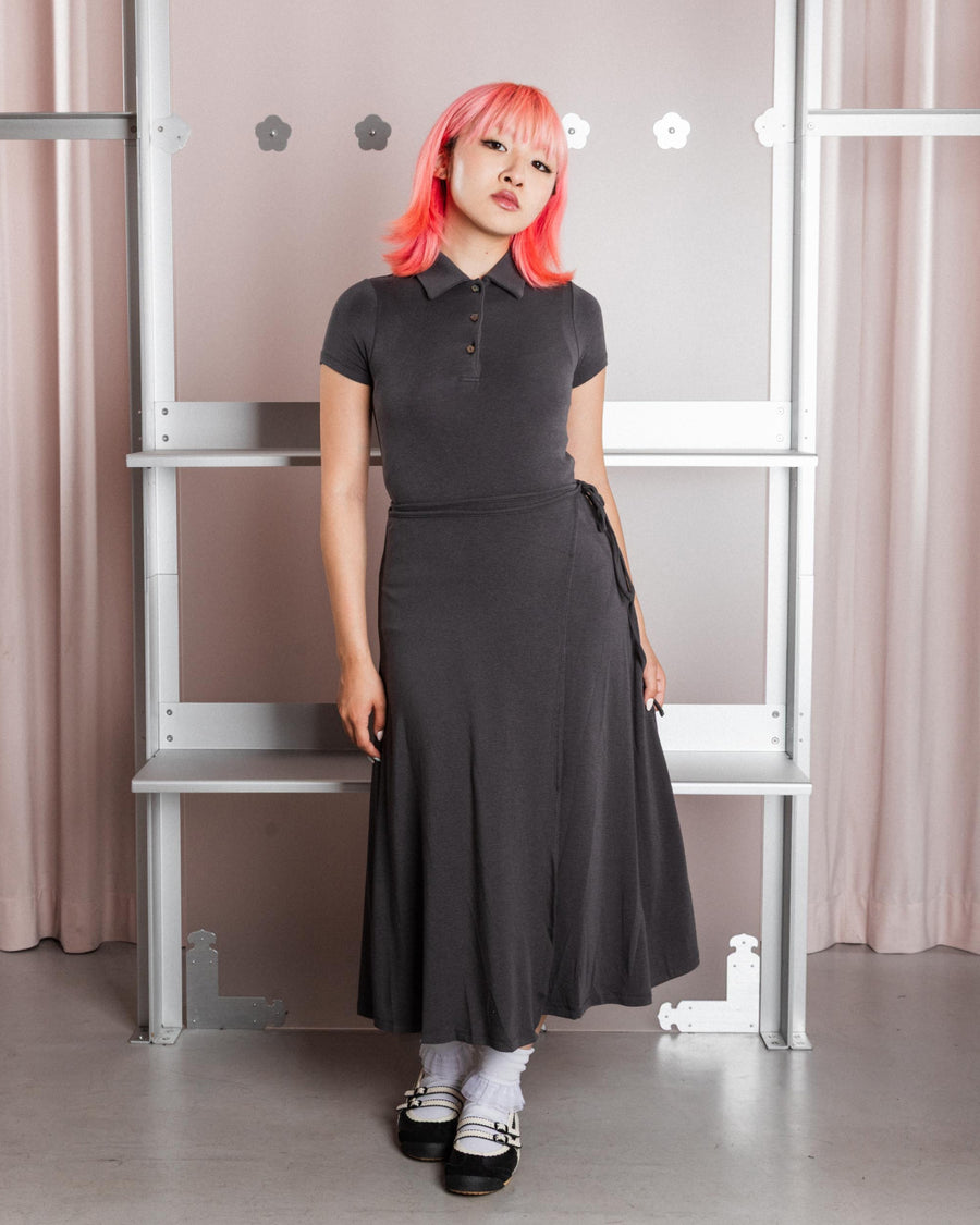 DARK GREY CINDY POLO DRESS — size S
