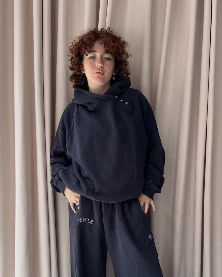 NAVY WASH HANBOK HOODIE — size XS