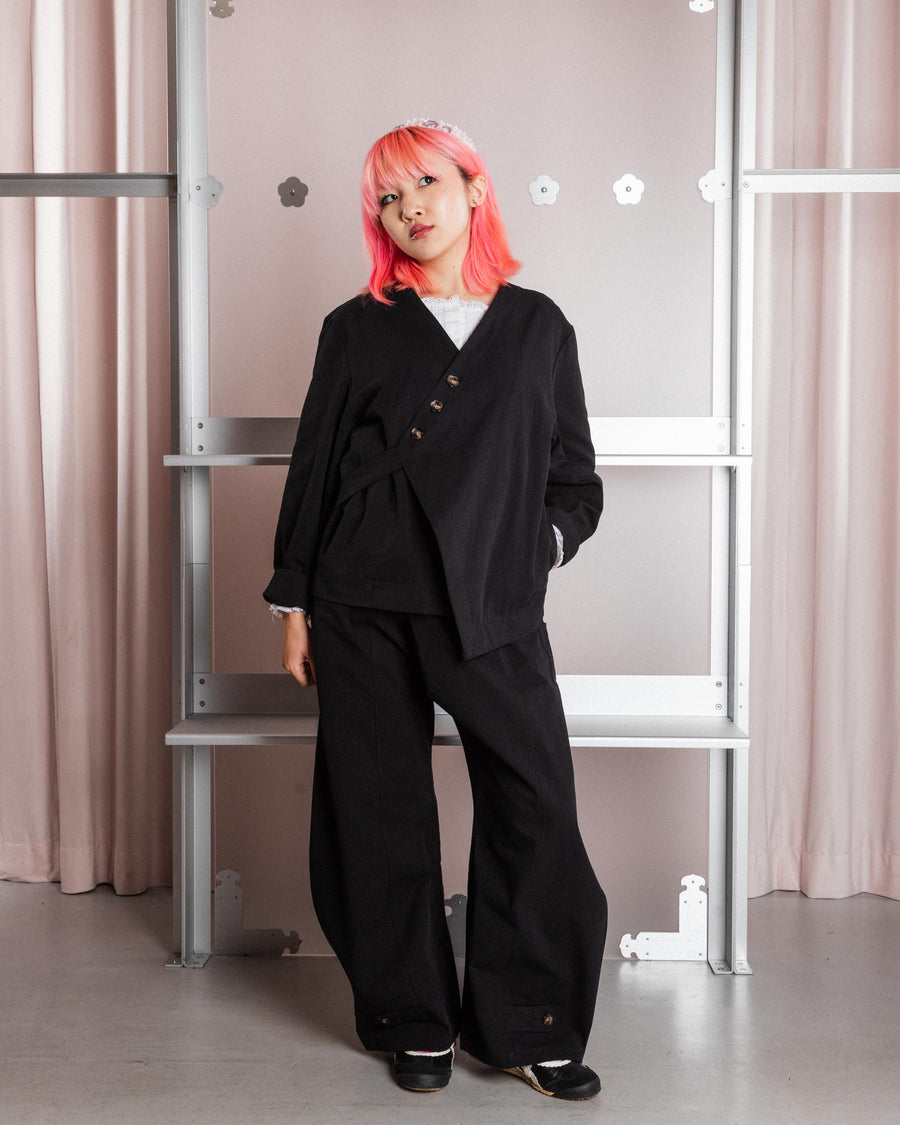 NAVY HANBOK TIE BLAZER — size XS