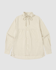 IVORY HIGH NECK TIE SHIRT