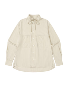 IVORY HIGH NECK TIE SHIRT