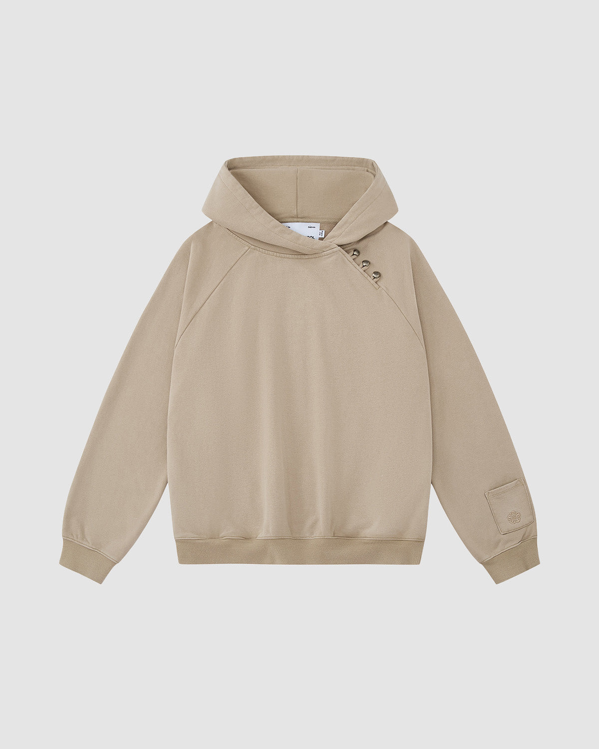 The Sundae School TAUPE HANBOK HOODIE features a custom 