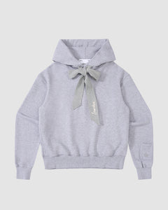 HEATHER GREY KNIT TIE HOODIE