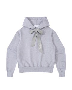 HEATHER GREY KNIT TIE HOODIE