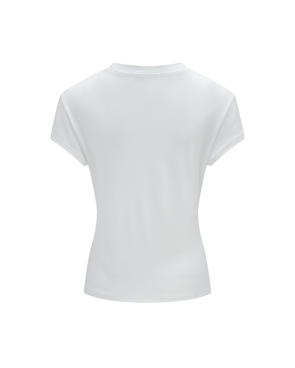 Back view of the IVORY ORIGAMI GORUM TEE by Sundae School, a plain white short-sleeve fitted T-shirt with a round neckline, displayed against a white background. The shirt features no visible logos, graphics, or patterns.