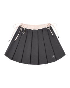 CHARCOAL PLEATED JERSEY MINI SKIRT