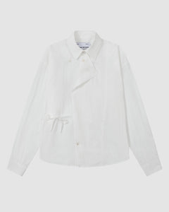 WHITE POPLIN TIE GORUM SHIRT