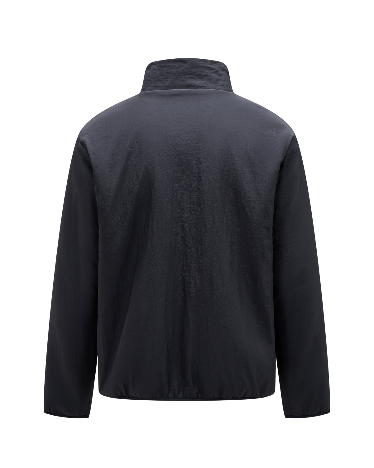 The BLACK REVERSIBLE IREZUMI FLEECE by Sundae School is a black, long-sleeve jacquard fleece jacket displayed from the back, featuring a high collar, straight hem, and a slightly loose fit with no visible logos, designs, or pockets.