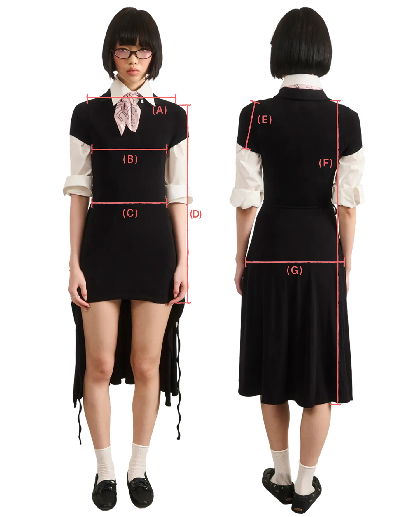 DARK GREY CINDY POLO DRESS measurement guide