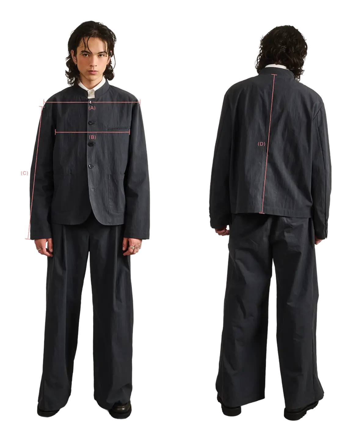 BLACK SAILOR COLLAR UNIFORM JACKET measurement guide